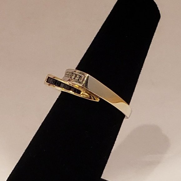 **SOLD**EFFY Diamond & Sapphire Ring Set in 2-Tone 14k Yellow & White Gold, 7.25 - Picture 3 of 9